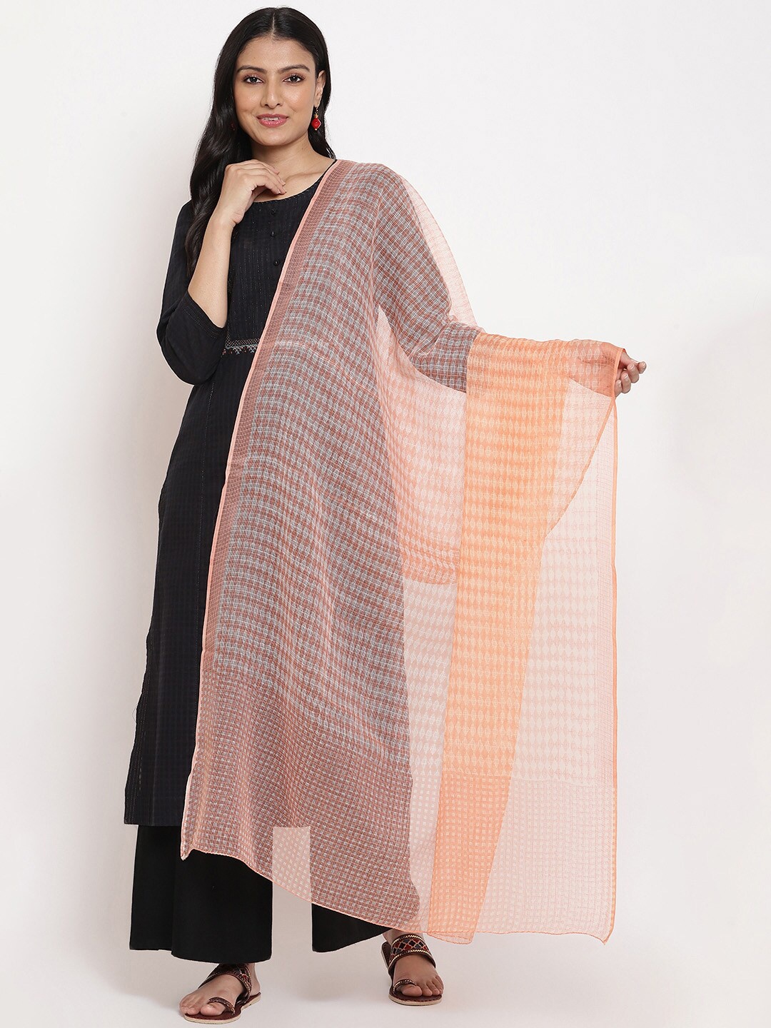 Fabindia Coral Printed Cotton Silk Dupatta