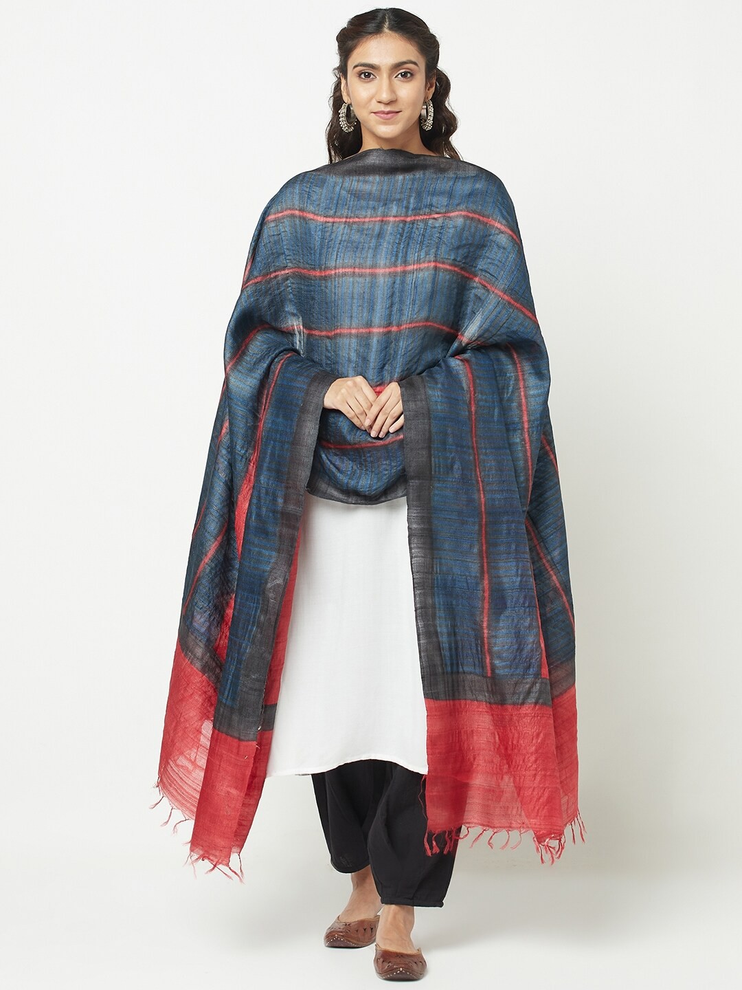 

Fabindia Women Blue & Red Printed Dupatta