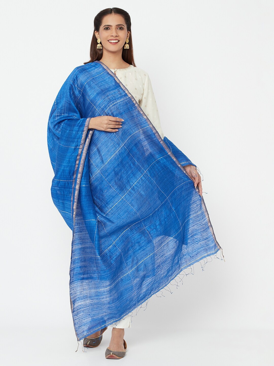 

Fabindia Women Blue Pure Silk Dupatta