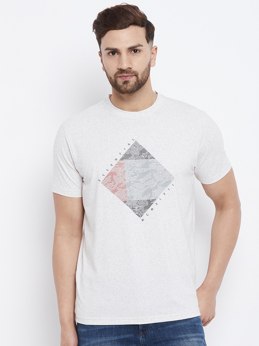 

98 Degree North Men White Printed T-shirt