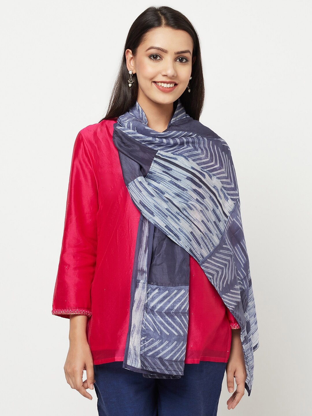 

Fabindia Women Blue & White Striped Stoles