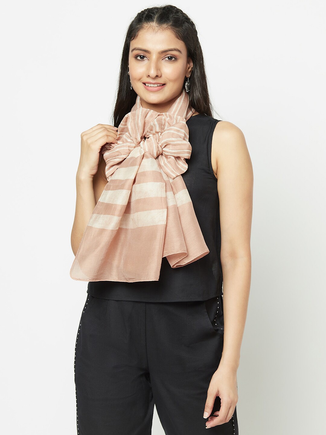 

Fabindia Women Beige & White Striped Stole