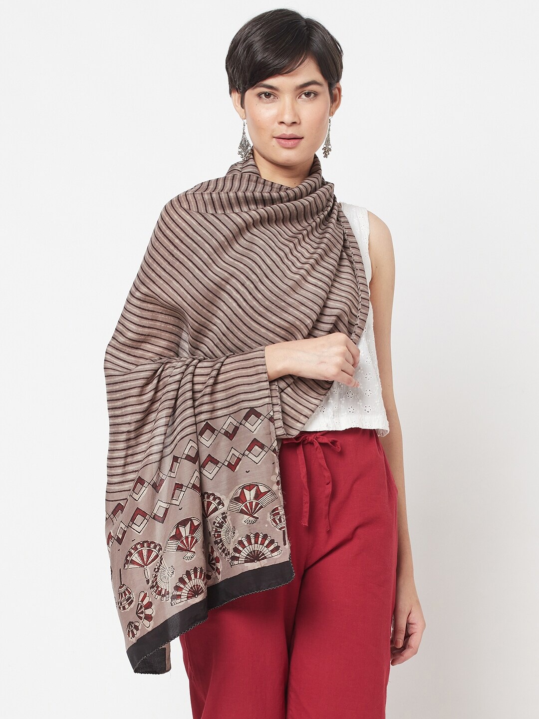

Fabindia Women Beige & Black Printed Stole