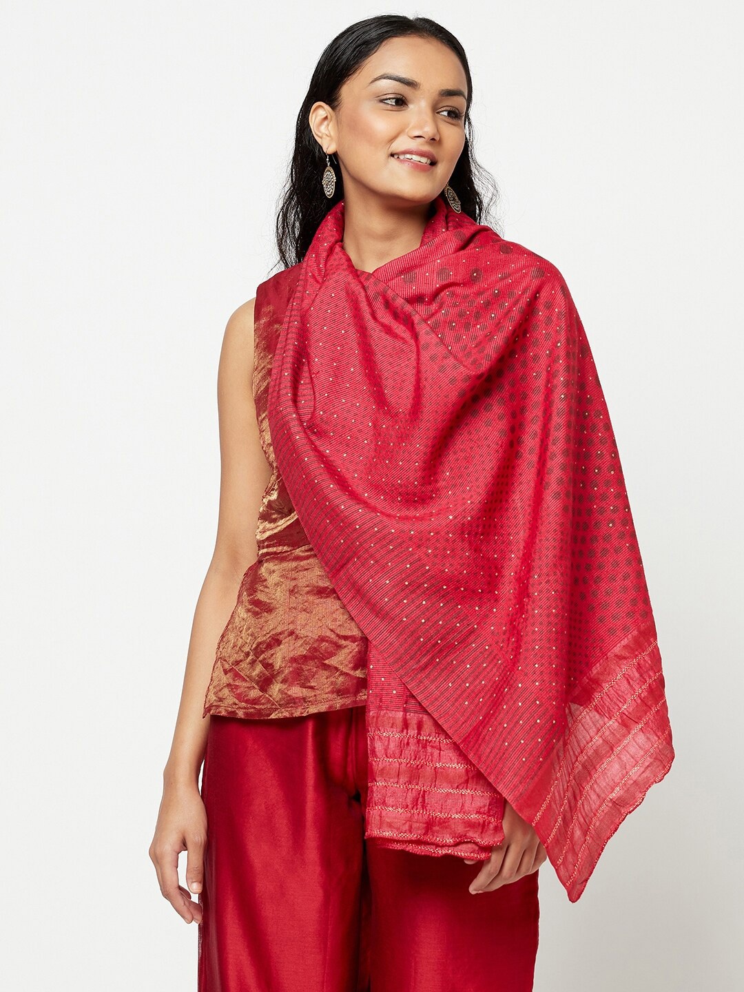 

Fabindia Women Red Printed Stole