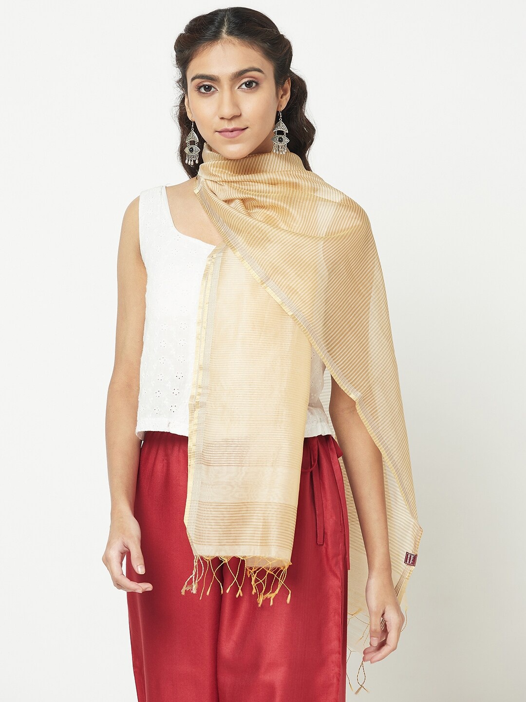 

Fabindia Women Beige Striped Stole
