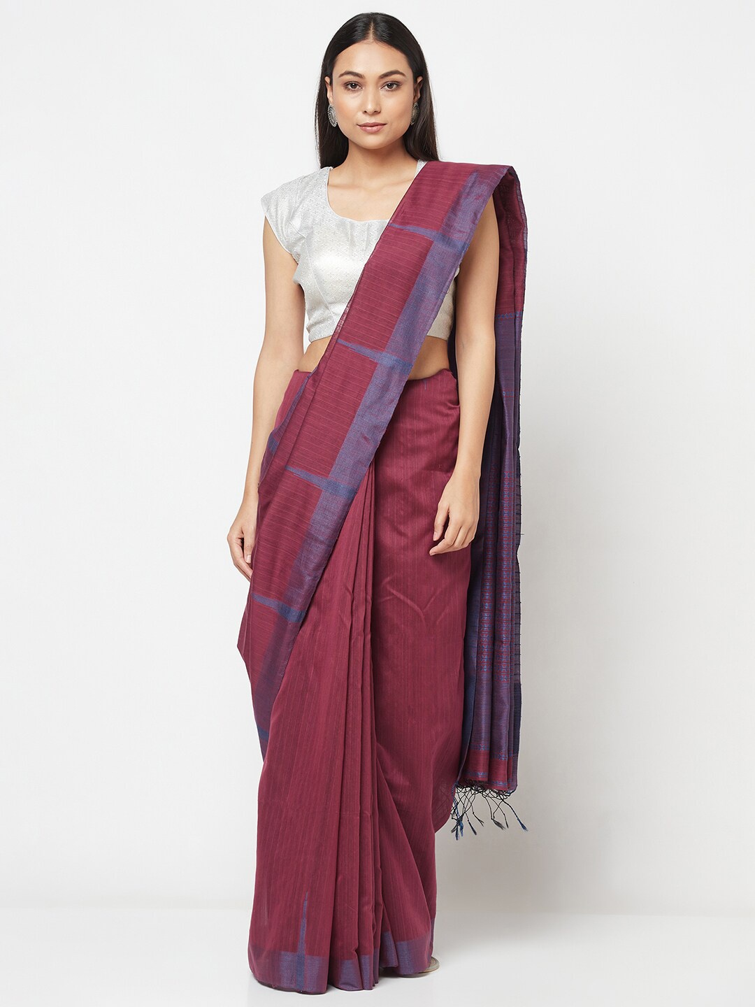 

Fabindia Maroon & Violet Jamdani Saree