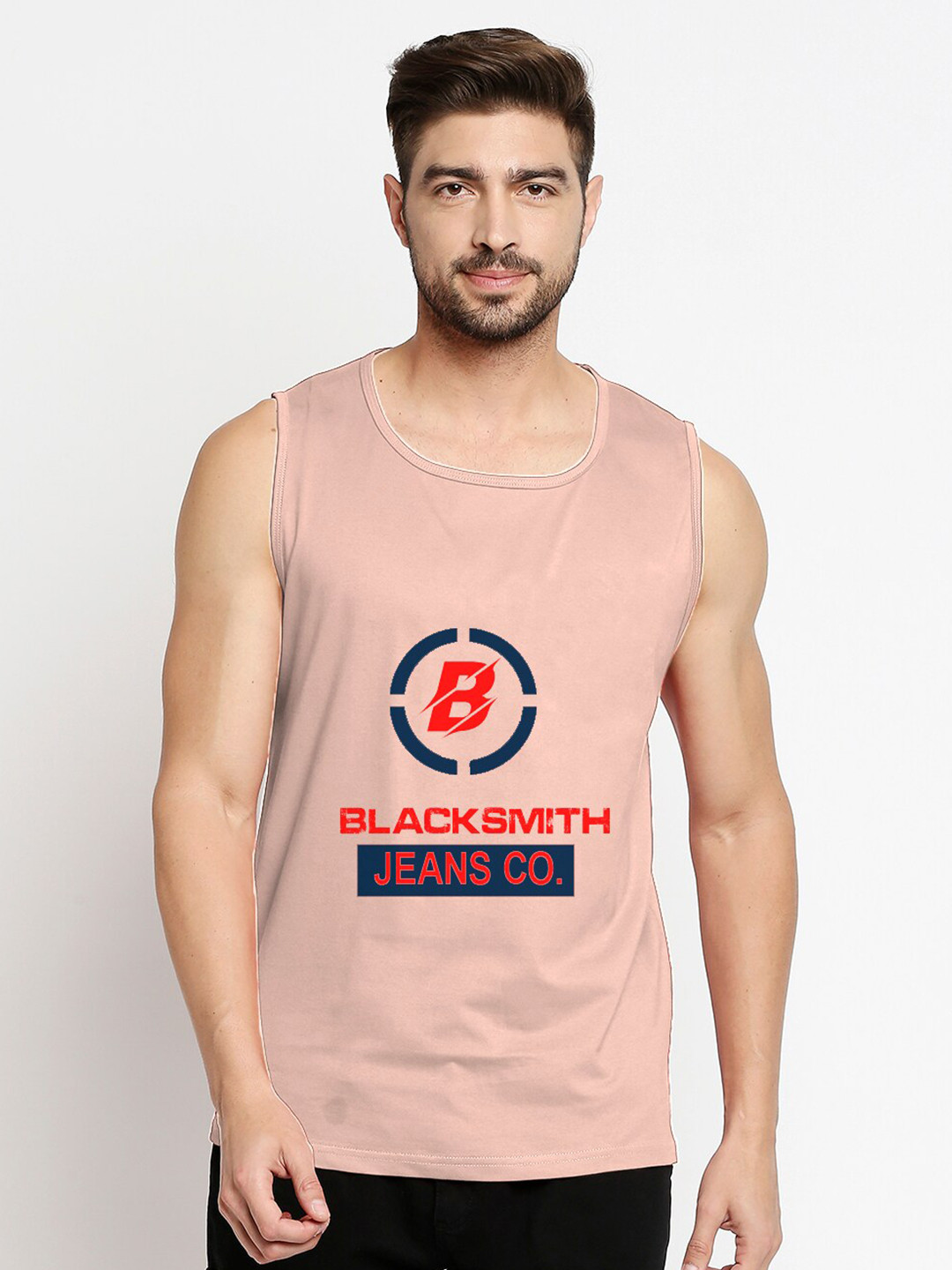

Blacksmith Men Pink Typography Printed Training or Gym Pure Cotton T-shirt