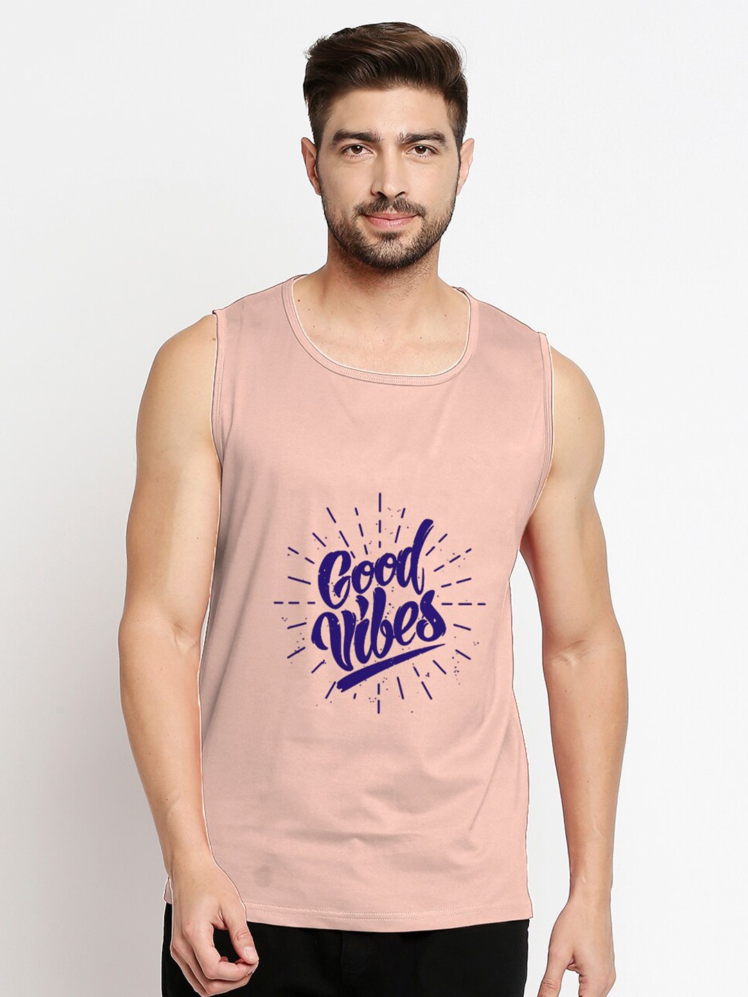 

Blacksmith Men Pink & Blue Typography Printed Pure Cotton T-shirt