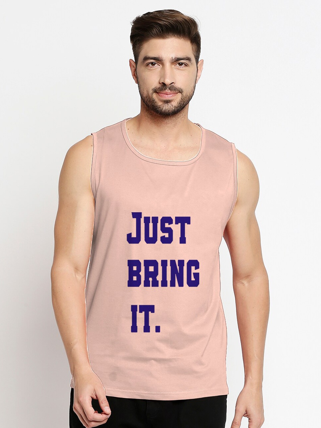 

Blacksmith Men Pink Typography Printed Cotton Training or Gym T-shirt