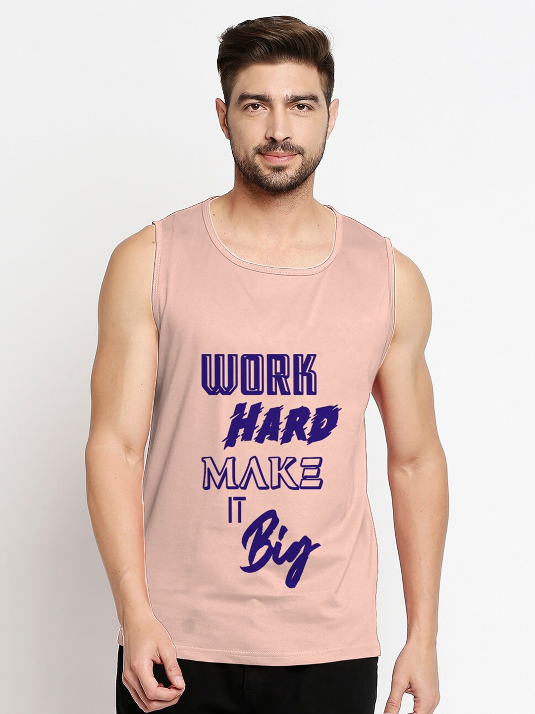 

Blacksmith Men Pink Typography Printed Raw Edge Training or Gym T-shirt