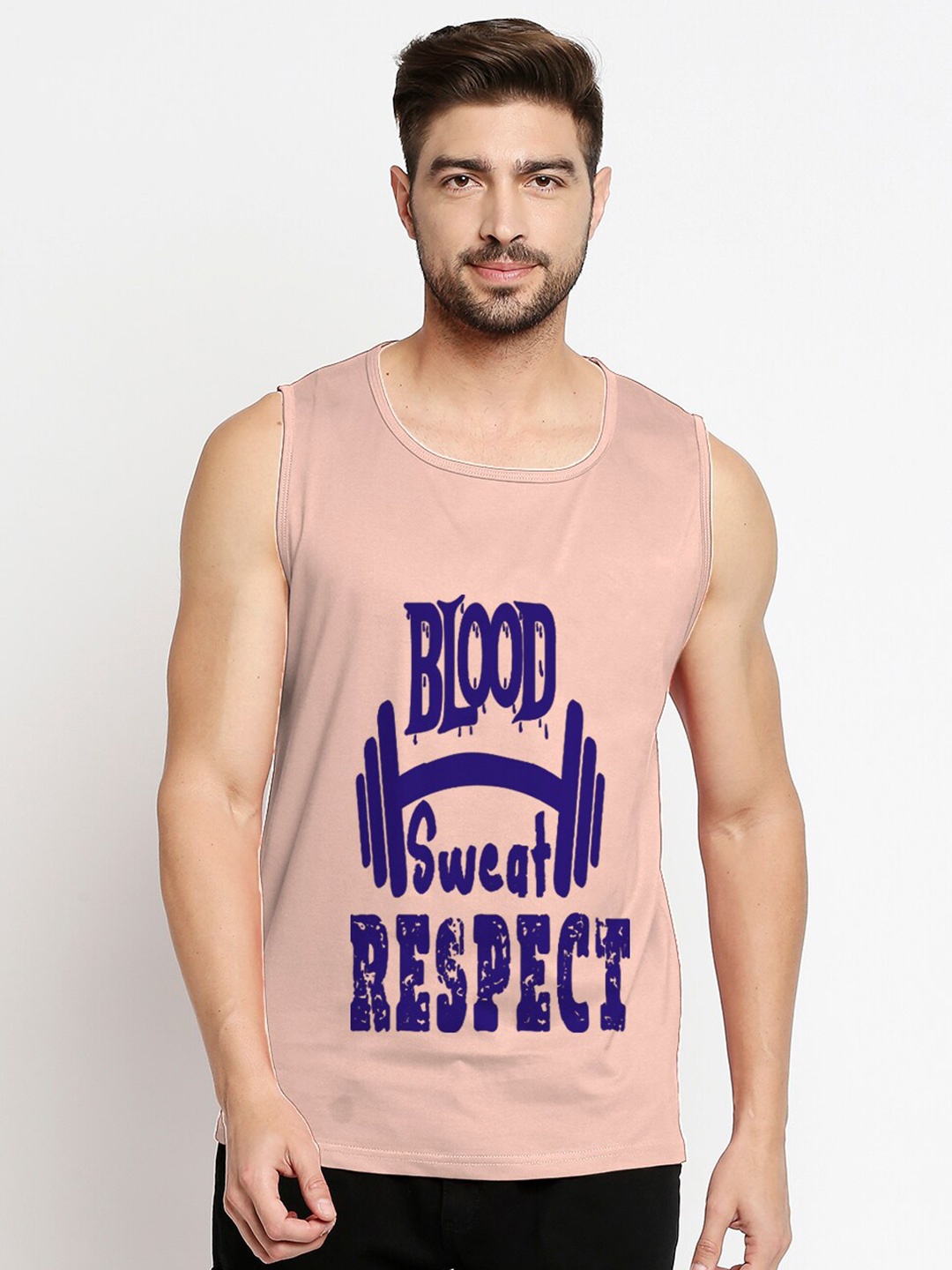 

Blacksmith Men Pink & Blue Typography Printed Regular Fit Pure Cotton T-shirt