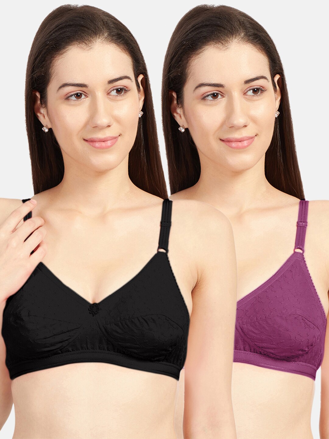 

Sonari Assorted Set Of 2 Non Padded Non Wired Pure Cotton Everyday Bra
