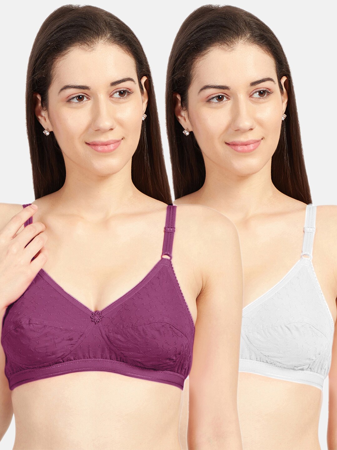 Sonari Assorted Set Of 2 Non Padded Non Wired Pure Cotton Everyday Bra