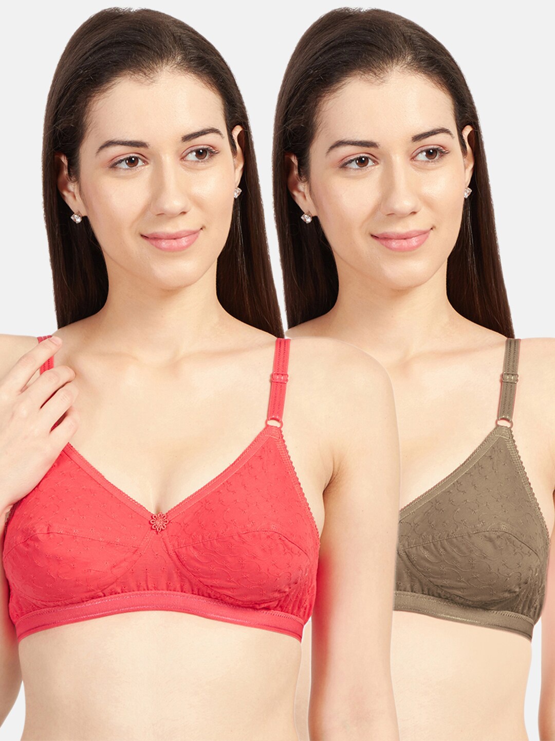 

Sonari Assorted Pack Of 2 Non-Padded Cotton Everyday Bra