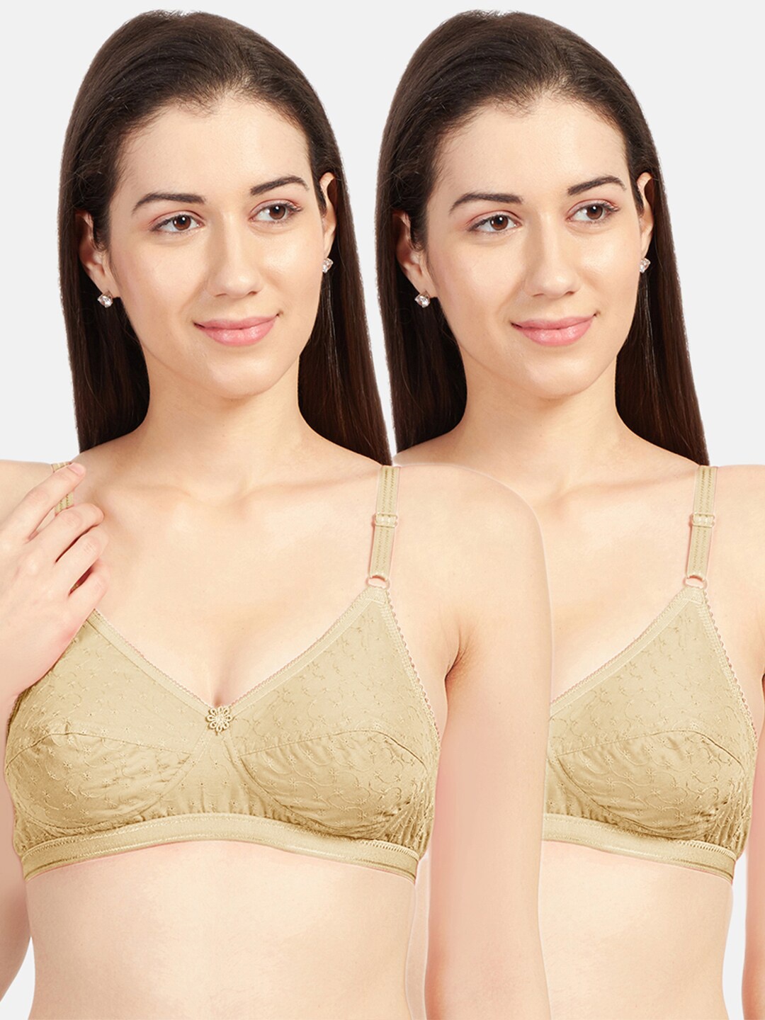 

Sonari Nude-Coloured Pack Of 2 Floral Embroidered Bras