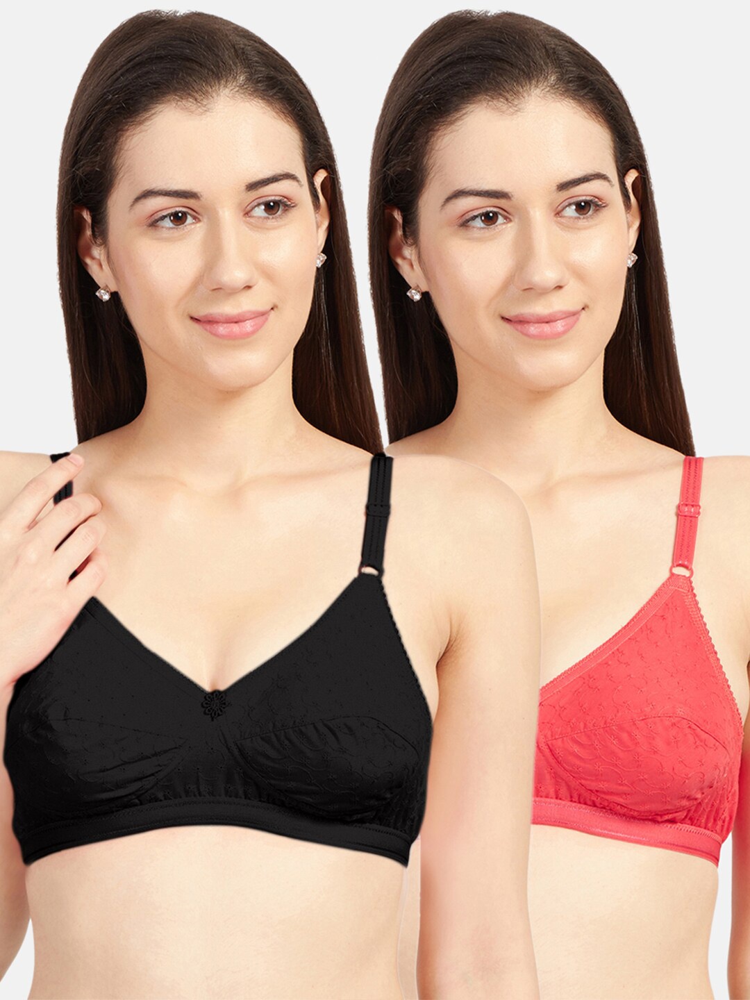 

Sonari Assorted Pack Of 2 Non-Padded Cotton Everyday Bra