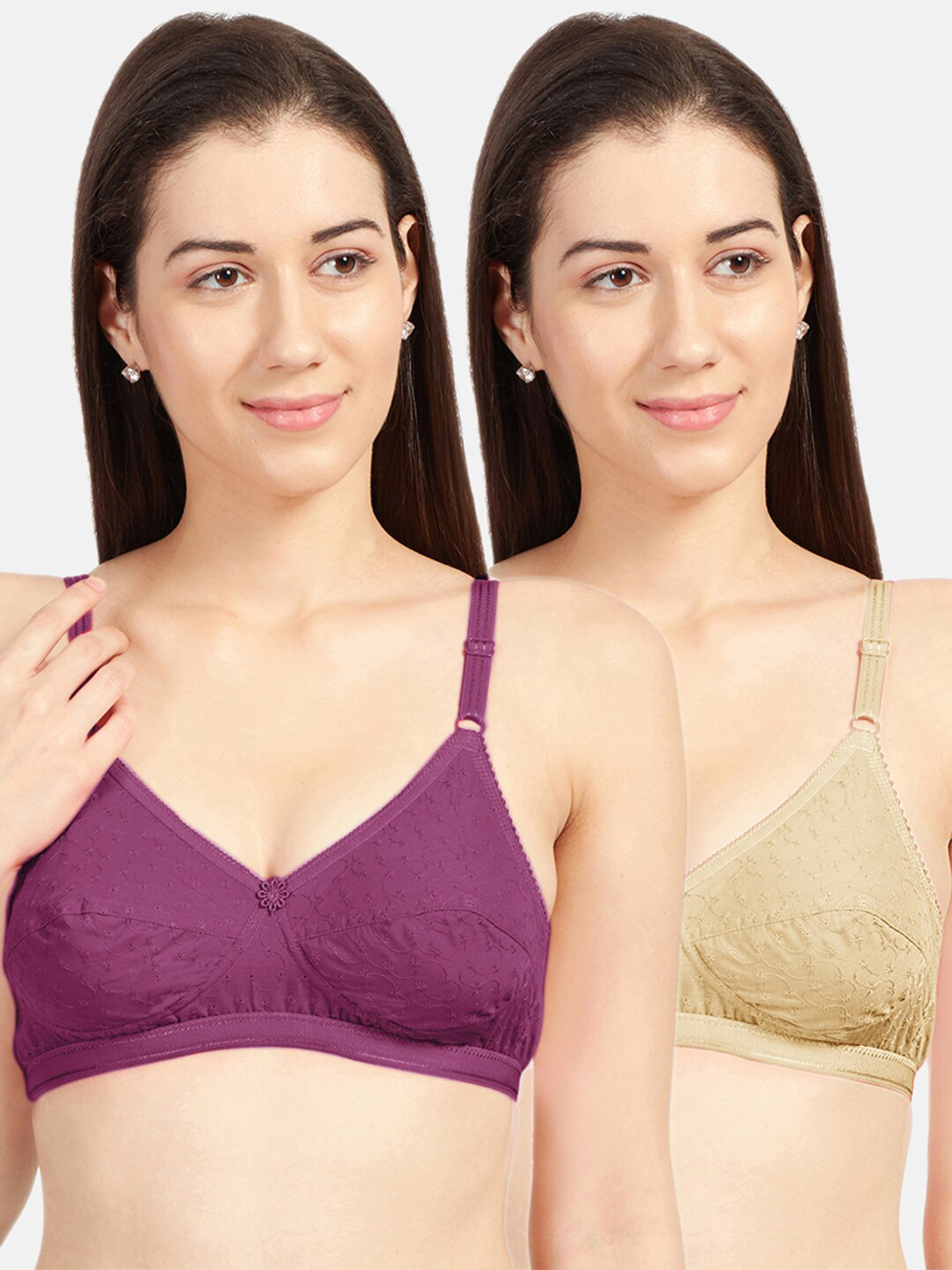 

Sonari Purple & Beige Pack Of 2 Non Padded Bra