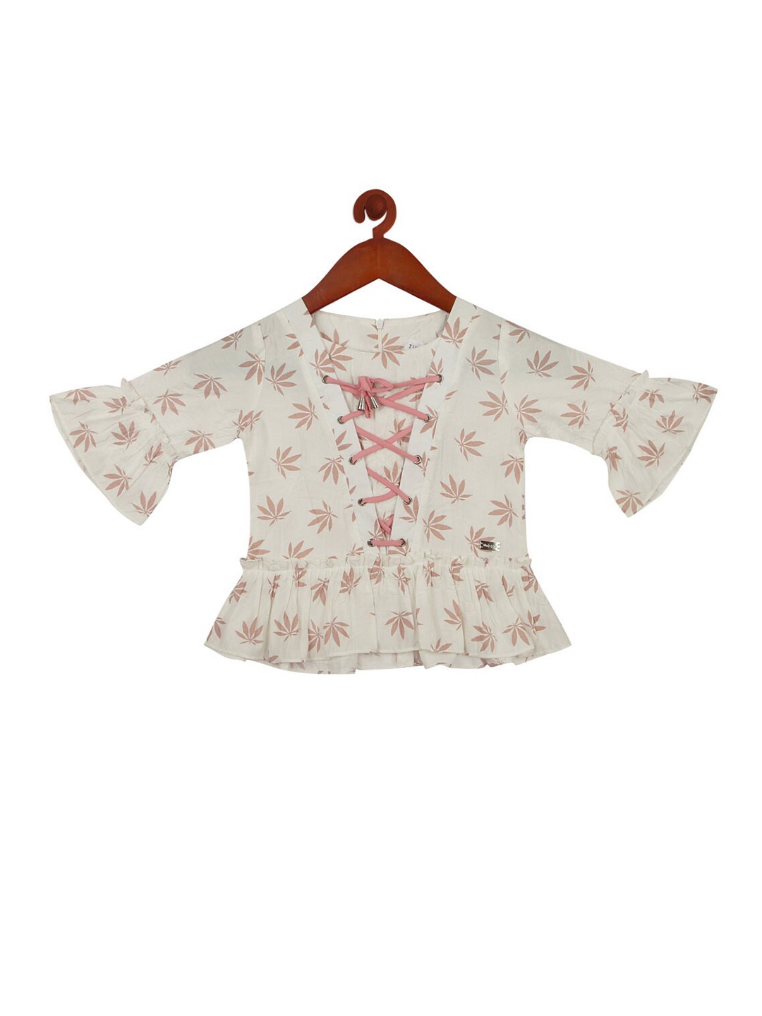 

Tiny Girl Cream-Coloured & Pink Floral Print Top