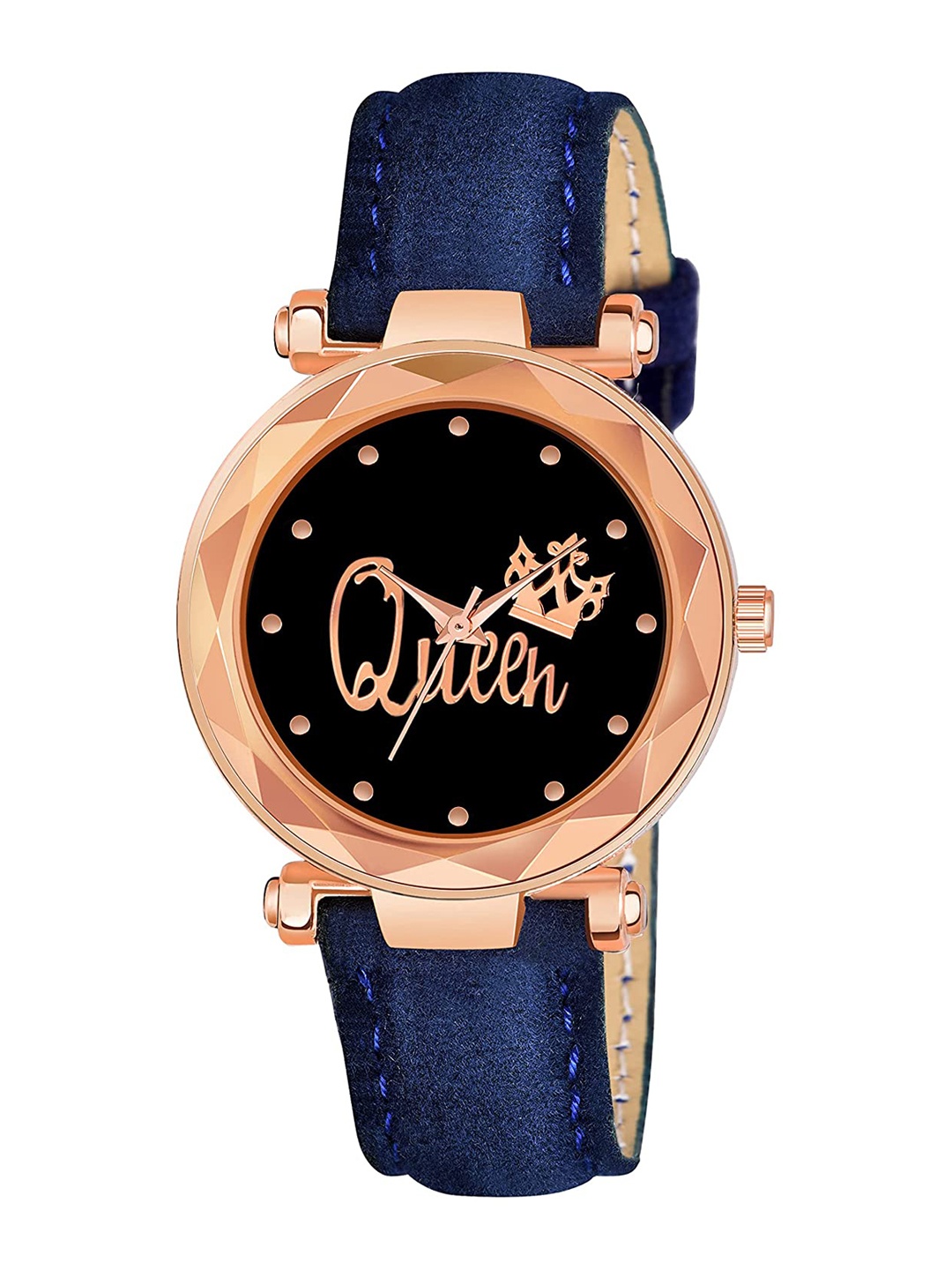 

SWADESI STUFF Women Blue Analogue Watch QUEEN GENEVA LEATHER BLUE, Rose gold