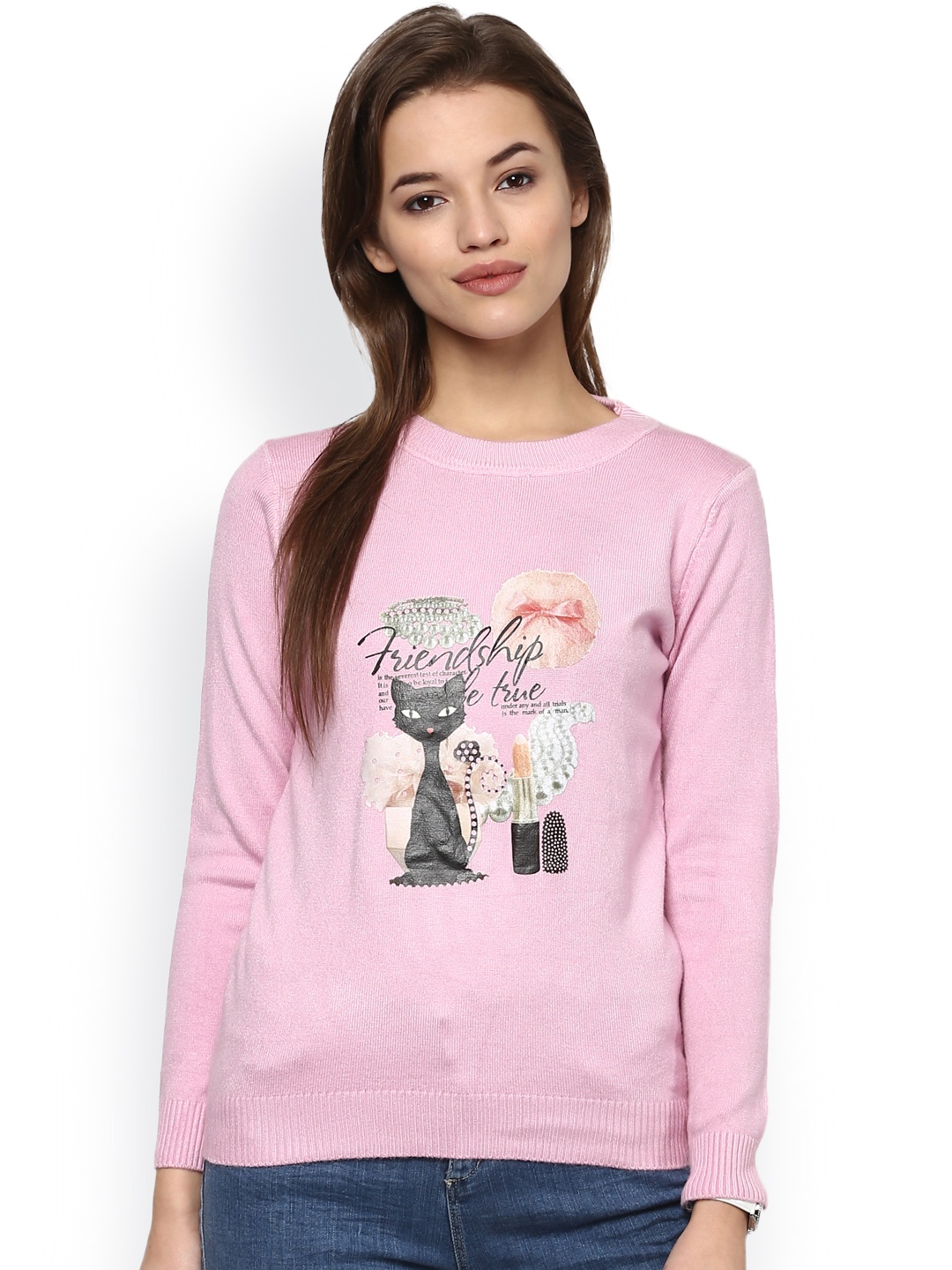 

Camey Women Pink Printed Woollen Top