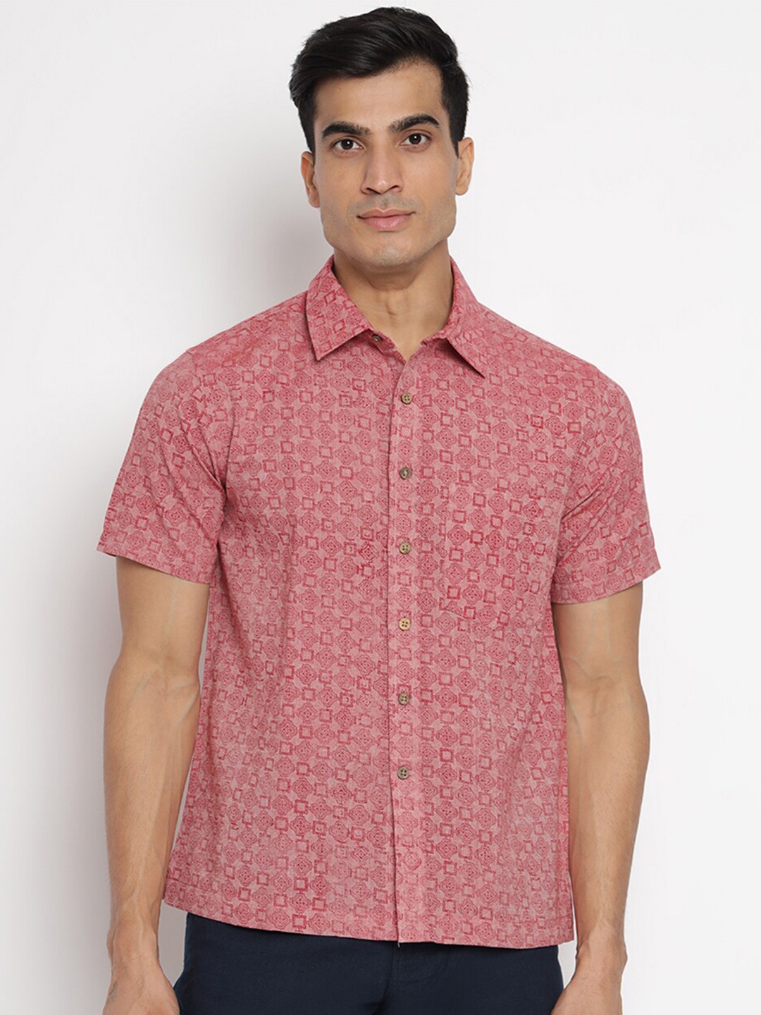 

Fabindia Men Red Printed Casual Shirt