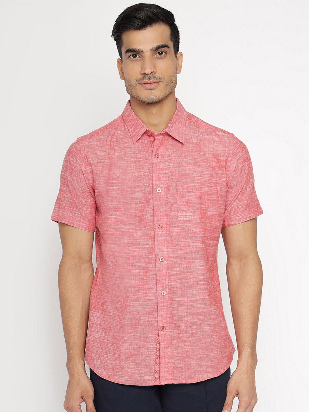 

Fabindia Men Red Slim Fit Cotton Casual Shirt