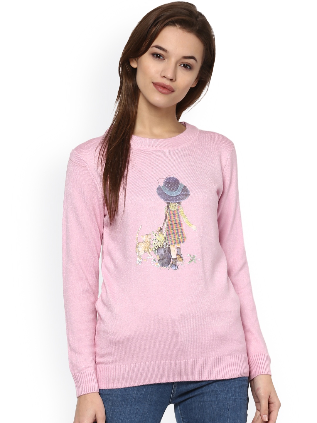 

Camey Women Pink Printed Woollen Top