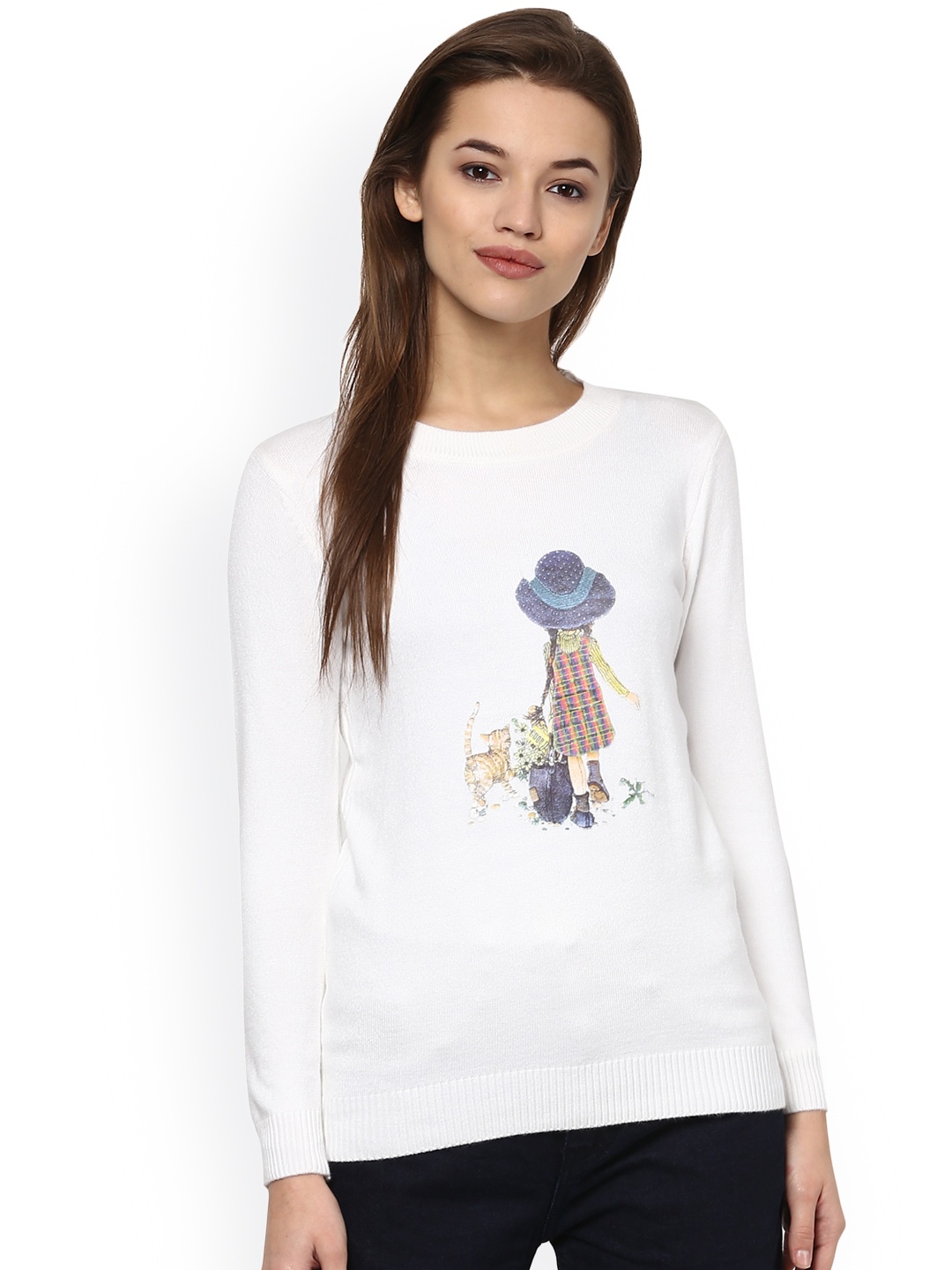 

Camey Women White Printed Woollen Top