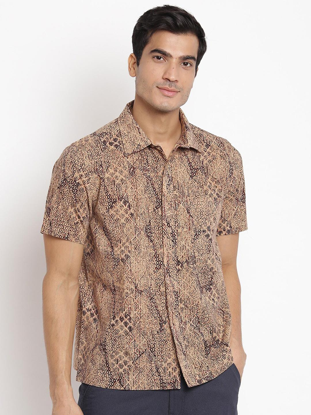 

Fabindia Men Beige Printed Cotton Casual Shirt