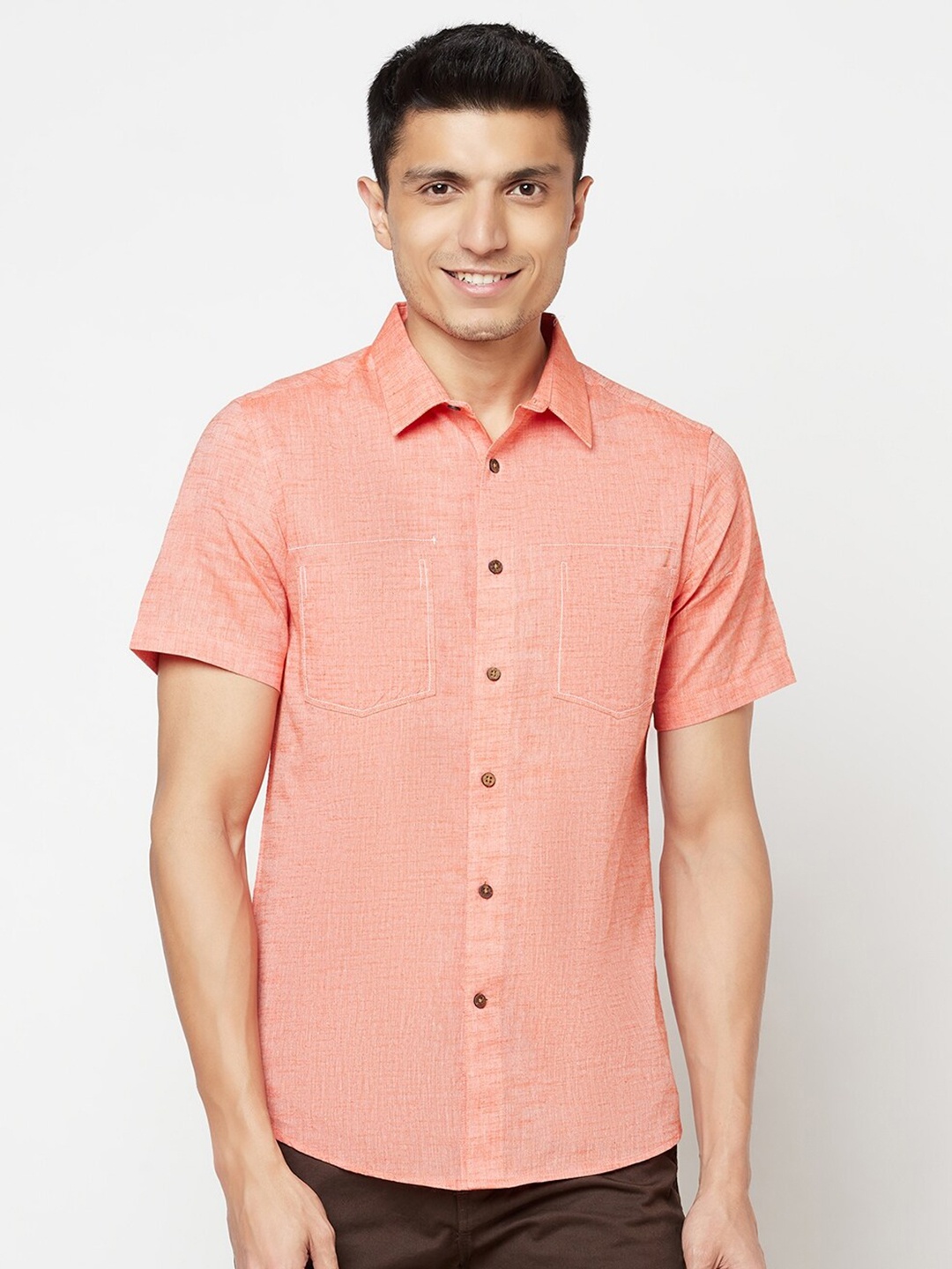 

Fabindia Men Red Slim Fit Striped Cotton Casual Shirt