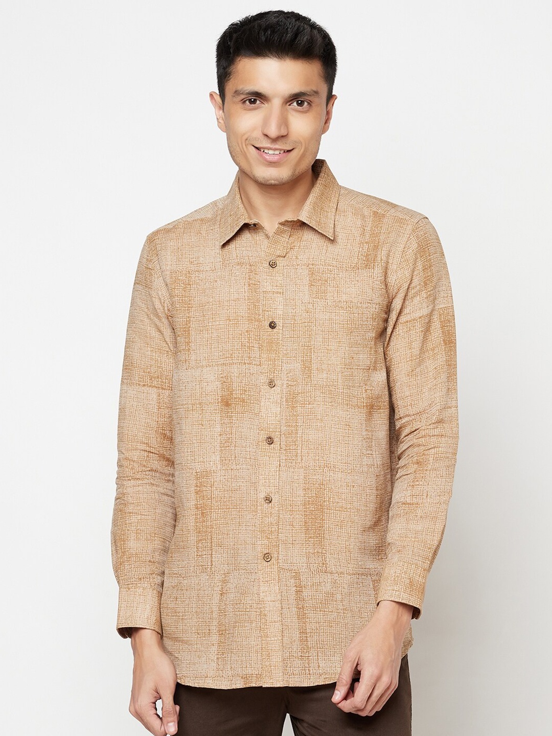 

Fabindia Men Beige Regular Fit Printed Cotton Casual Shirt