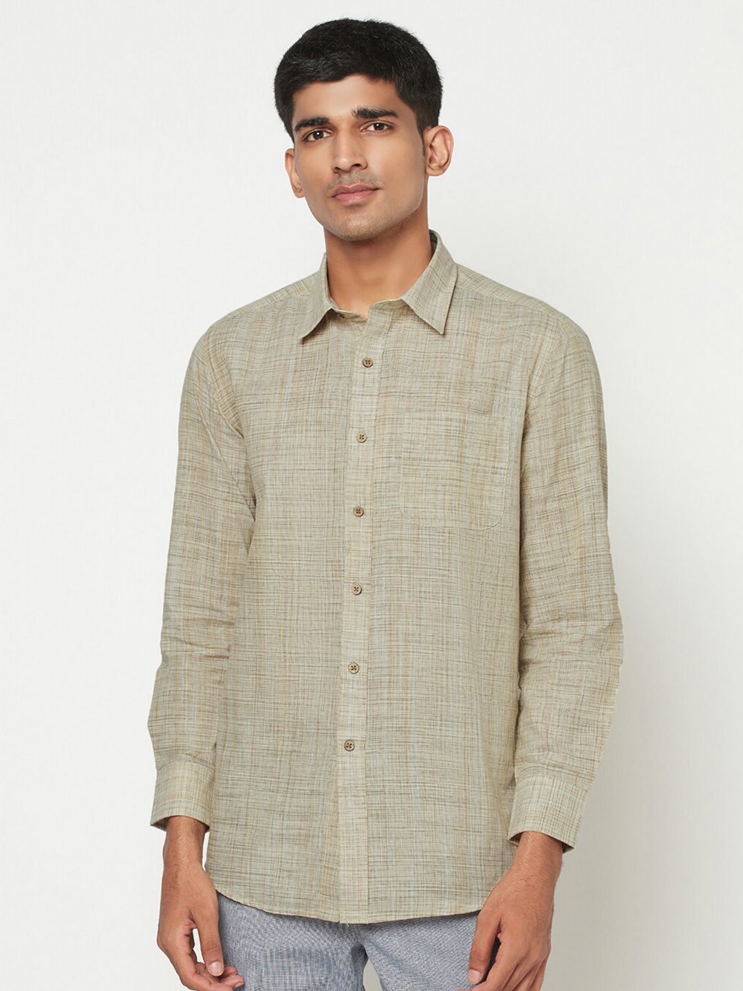 

Fabindia Men Beige Printed Casual Shirt