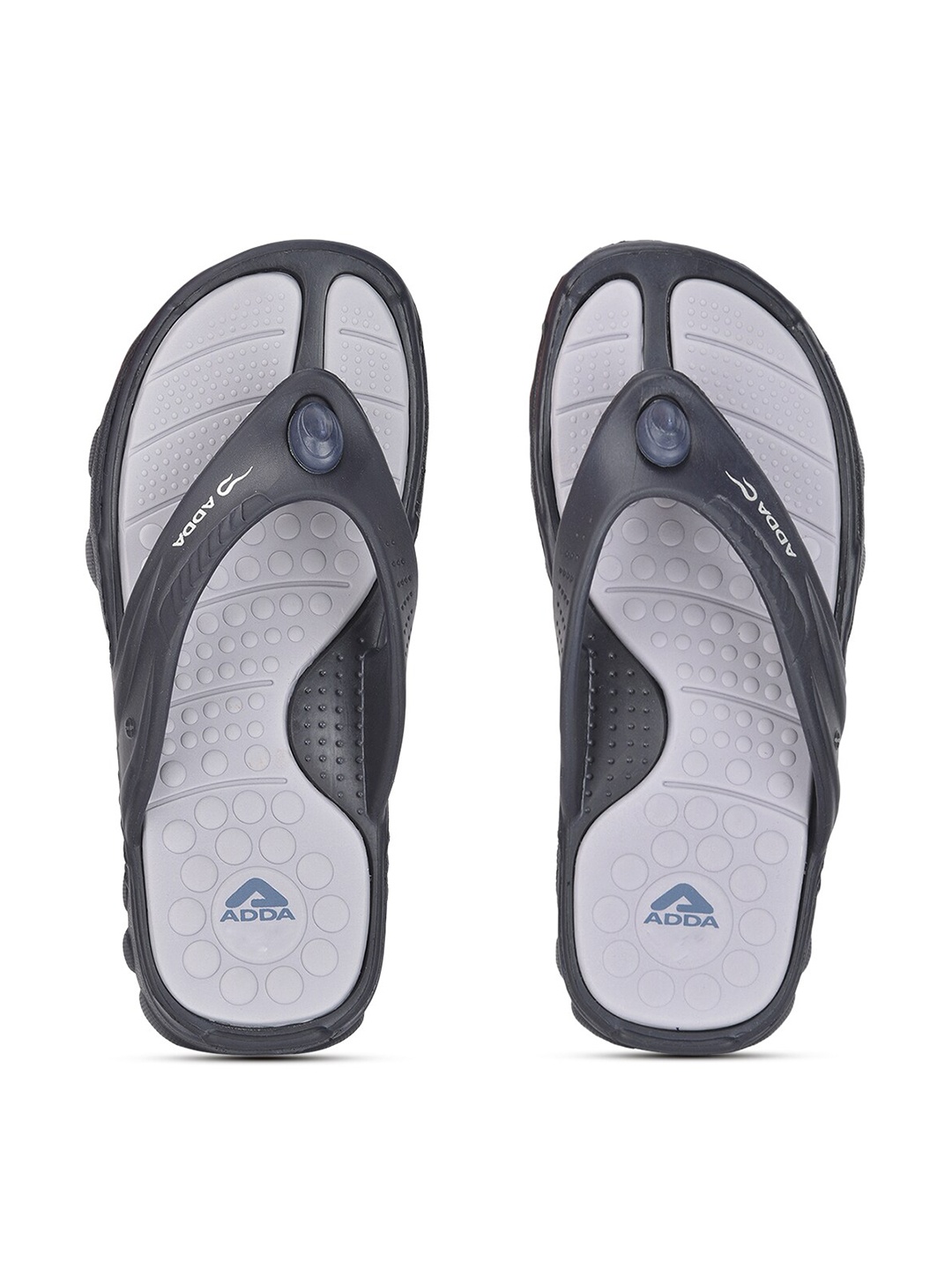 

Adda Men Navy Blue & Grey Rubber Thong Flip-Flops