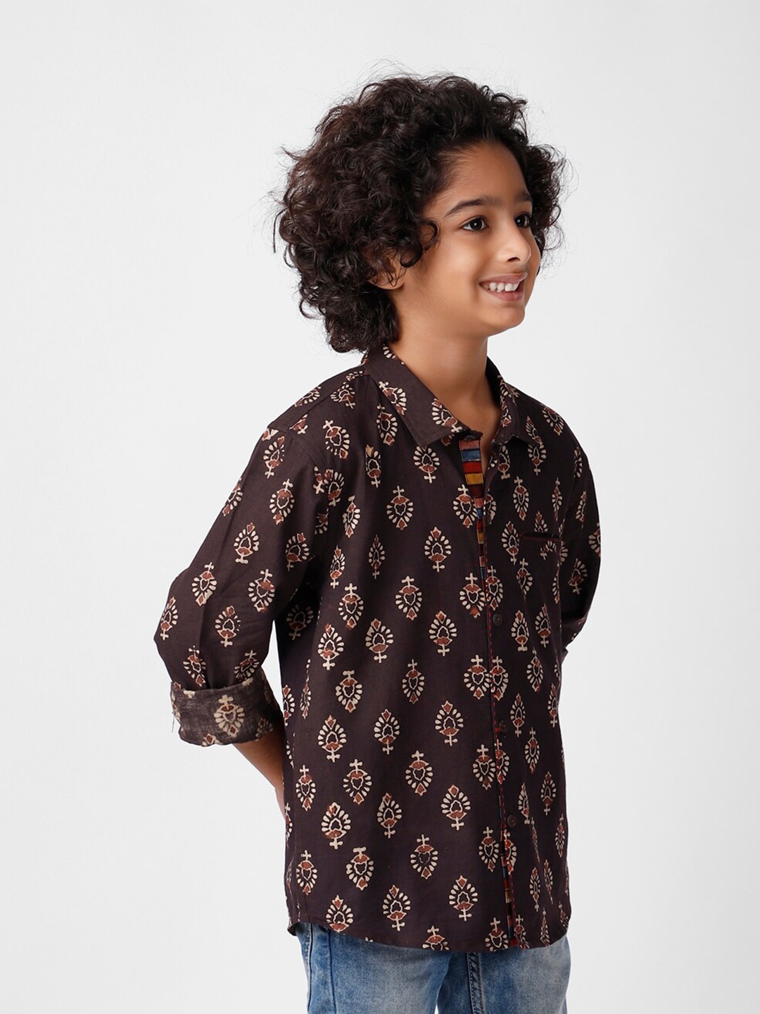 

Fabindia Boys Black Printed Casual Shirt