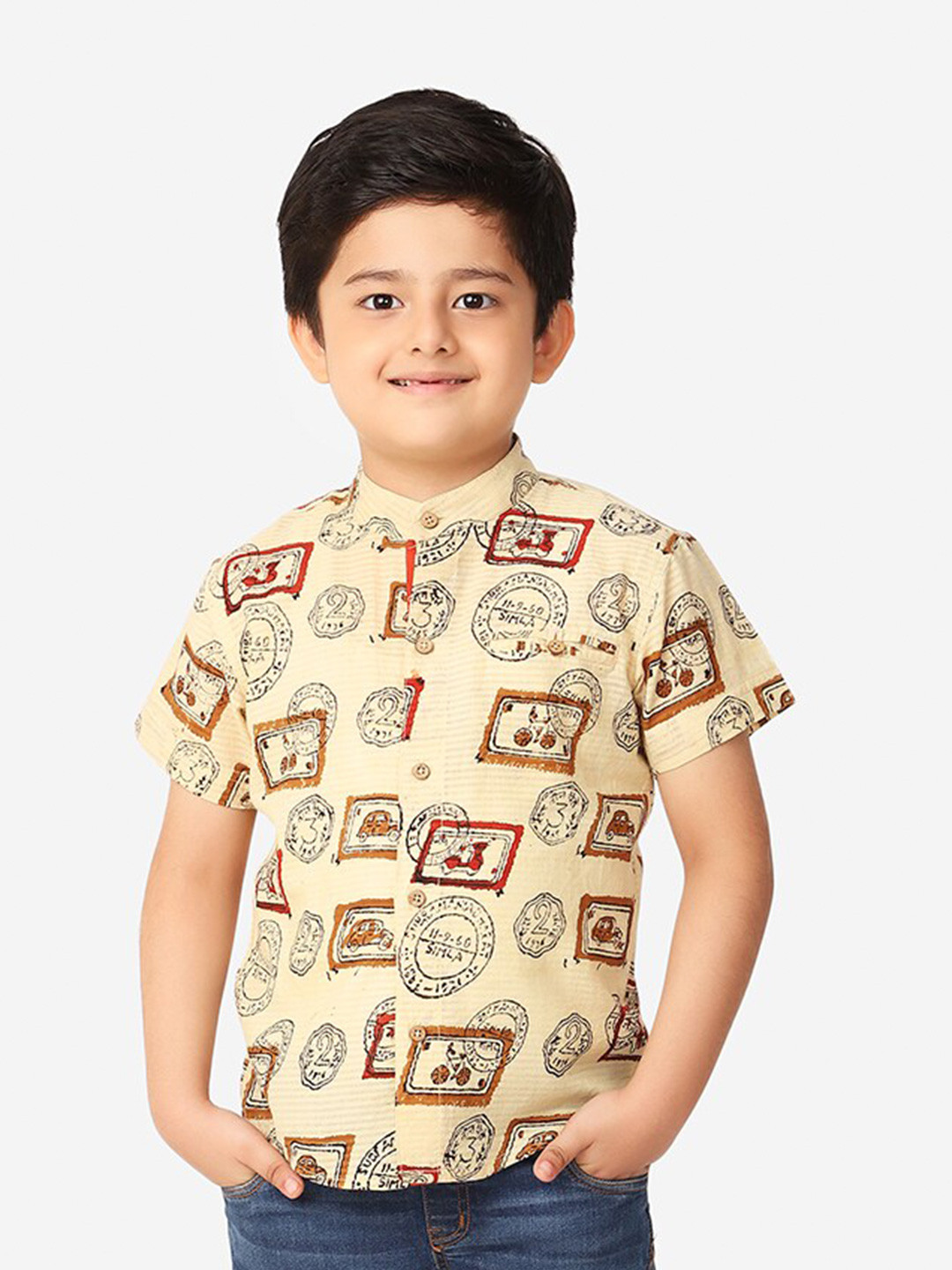 

Fabindia Boys Beige Printed Cotton Casual Shirt