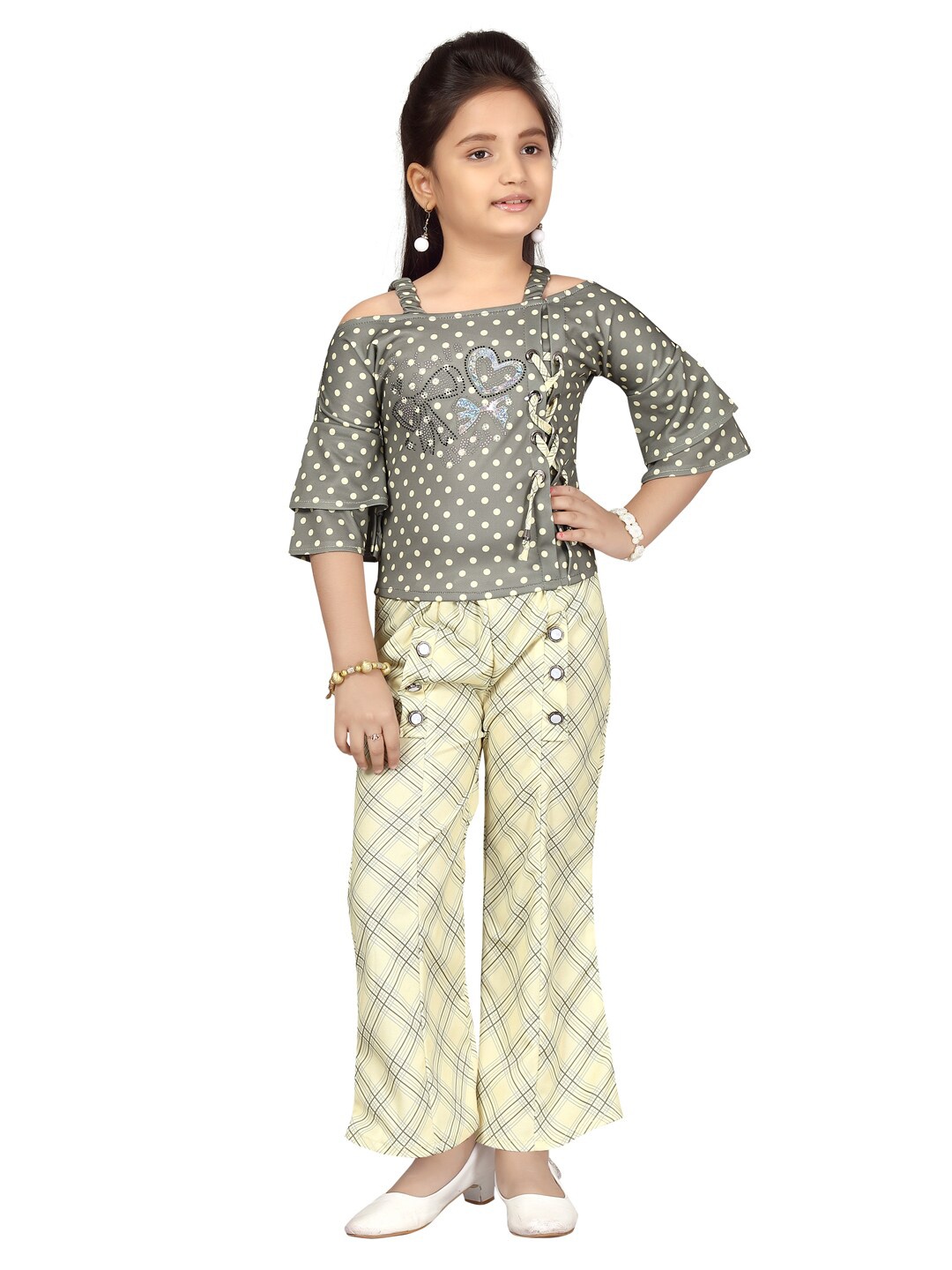 

Aarika Girls Yellow & Green Printed Top with Palazzos