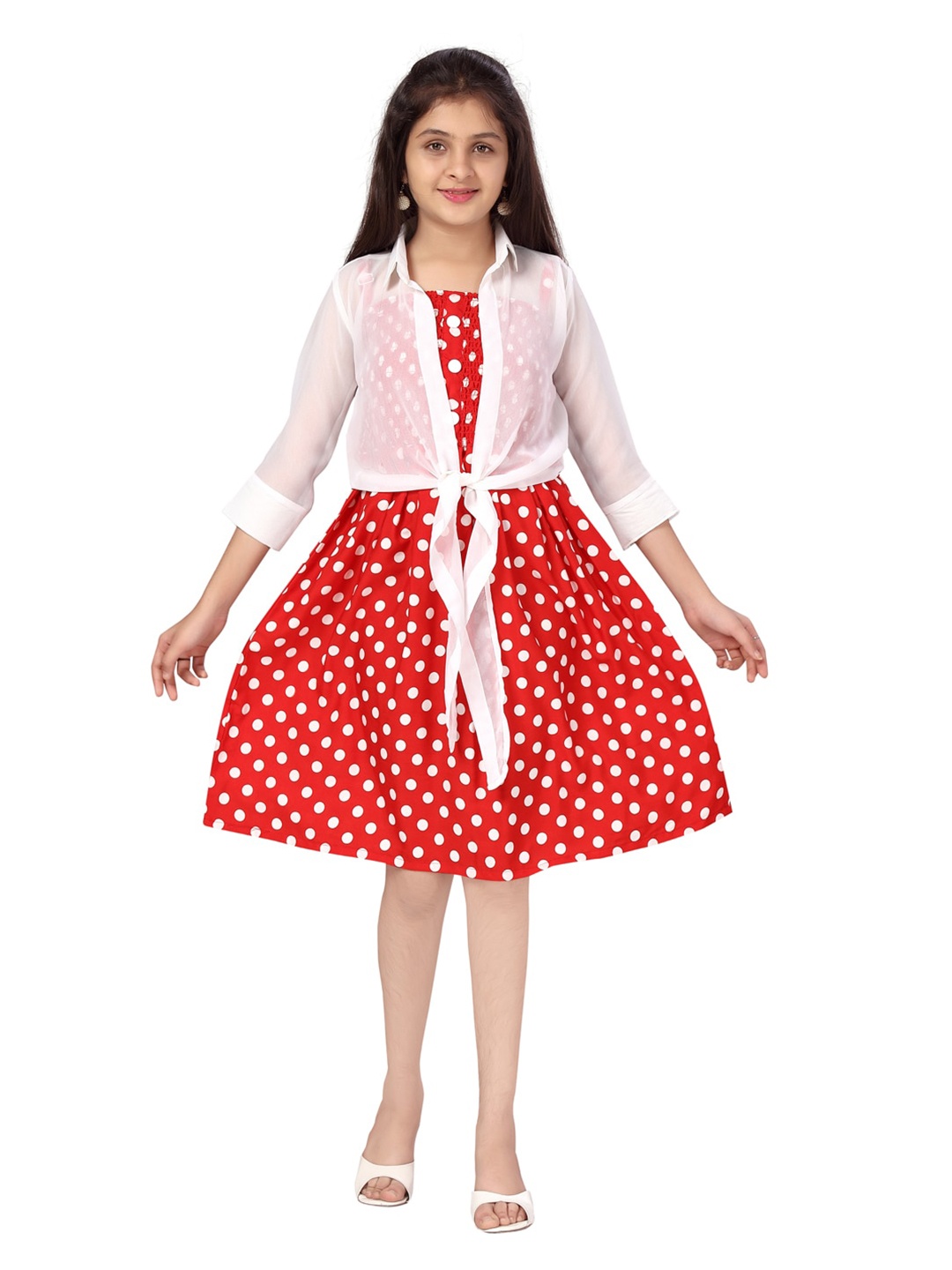 

Aarika Red & White Net Dress