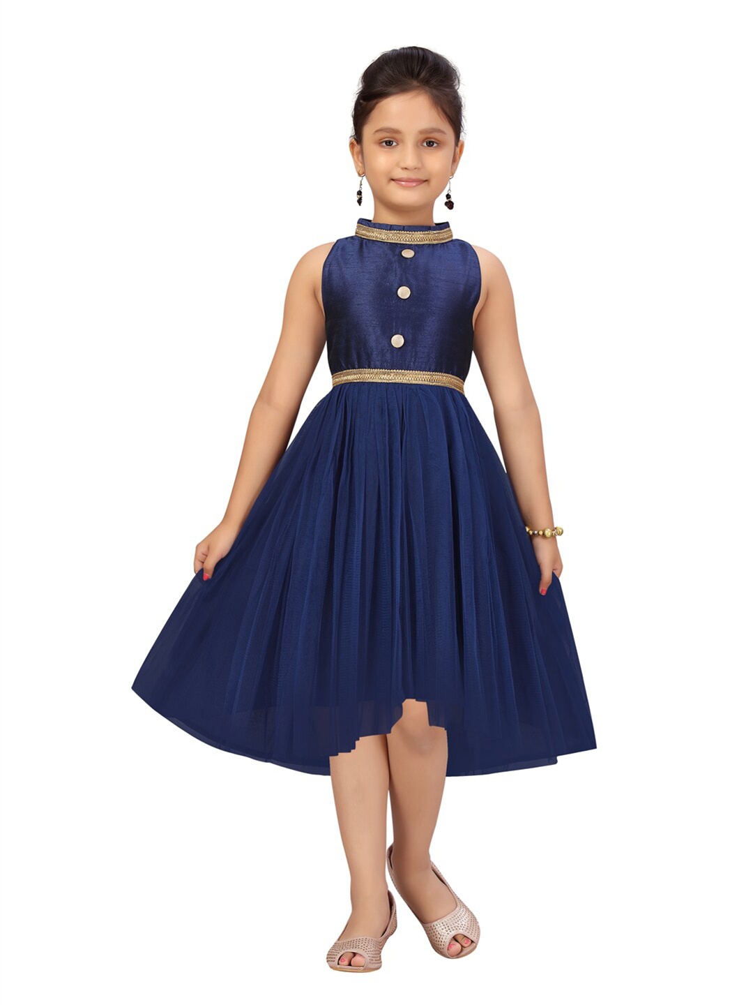 

Aarika Navy Blue Net Fit & Flare Dress