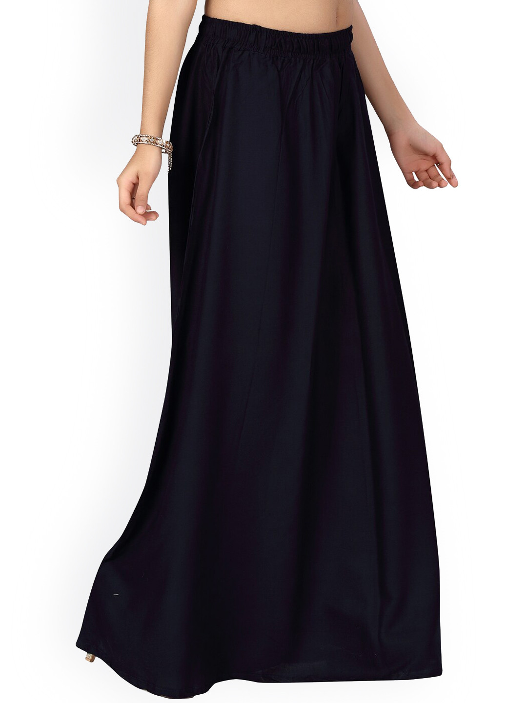 

Aarika Girls Navy Blue Solid Maxi Pure Cotton Flared Skirt