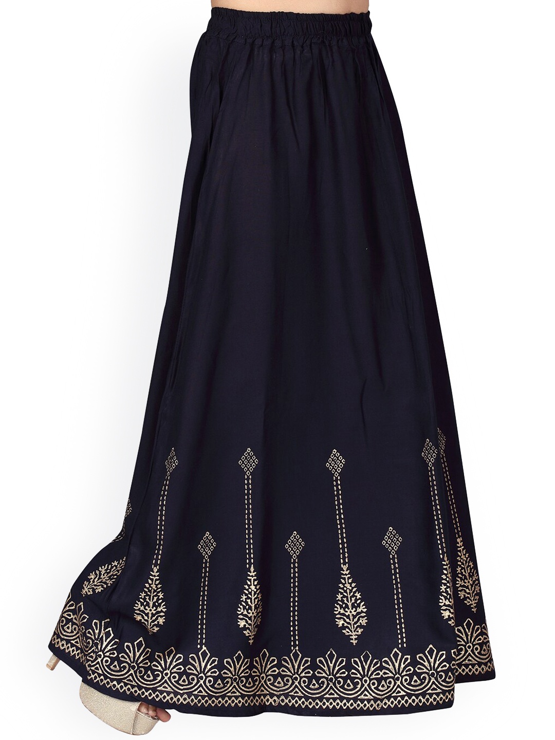 

Aarika Girls Navy Blue Printed Pure Cotton Maxi Skirt