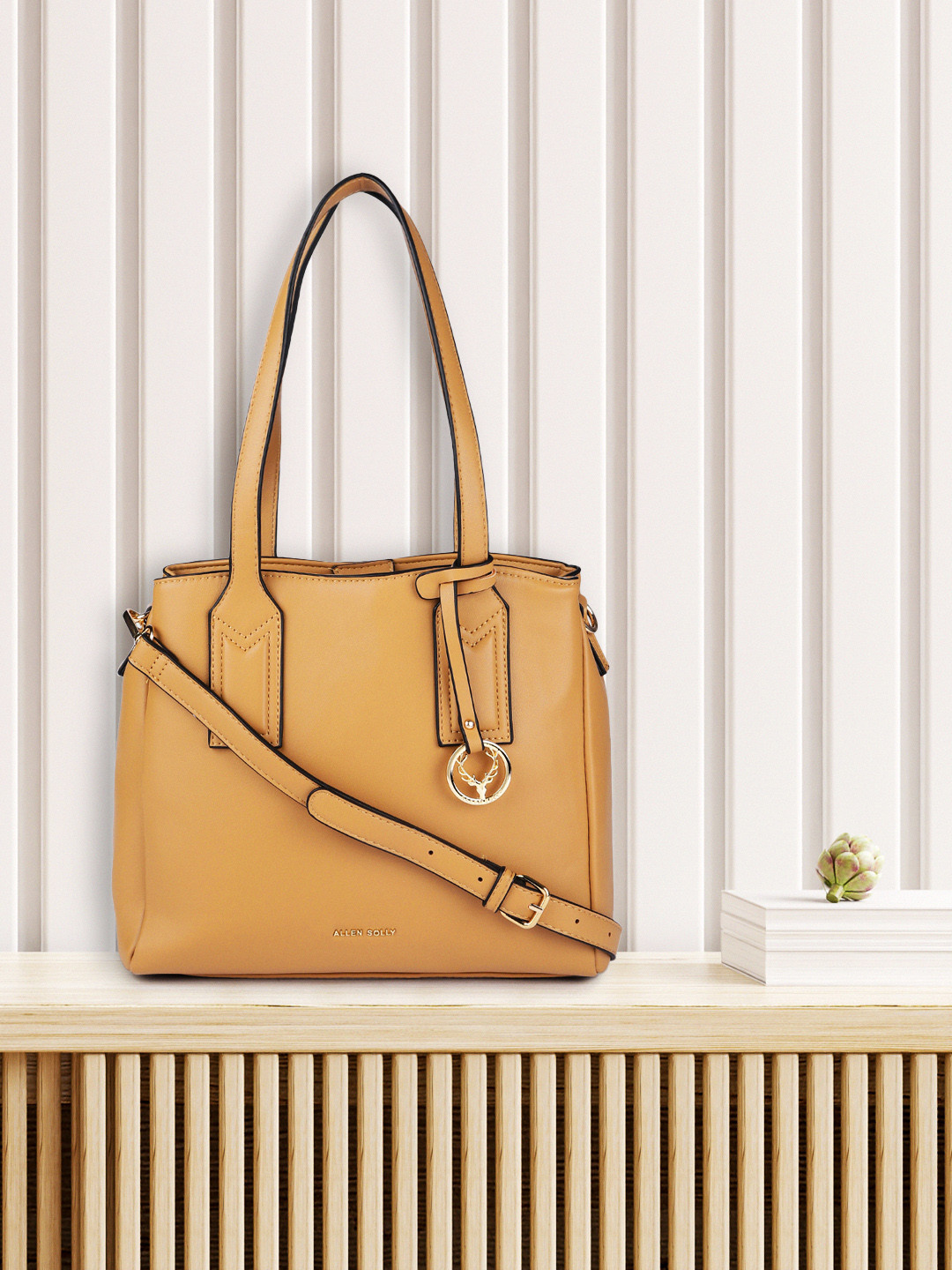 

Allen Solly Tan Brown Solid Structured Shoulder Bag