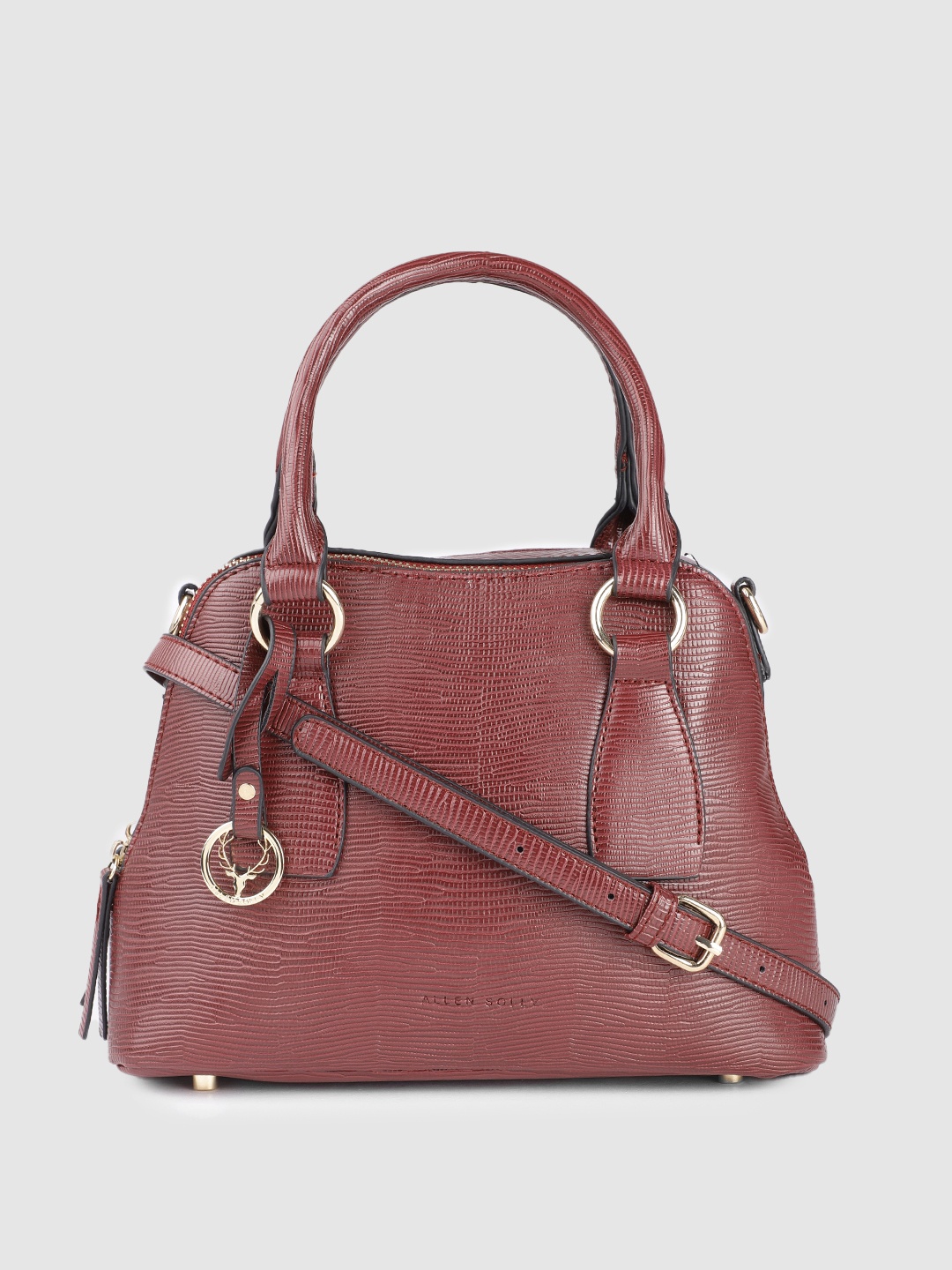 

Allen Solly Burgundy Textured Handheld Bag