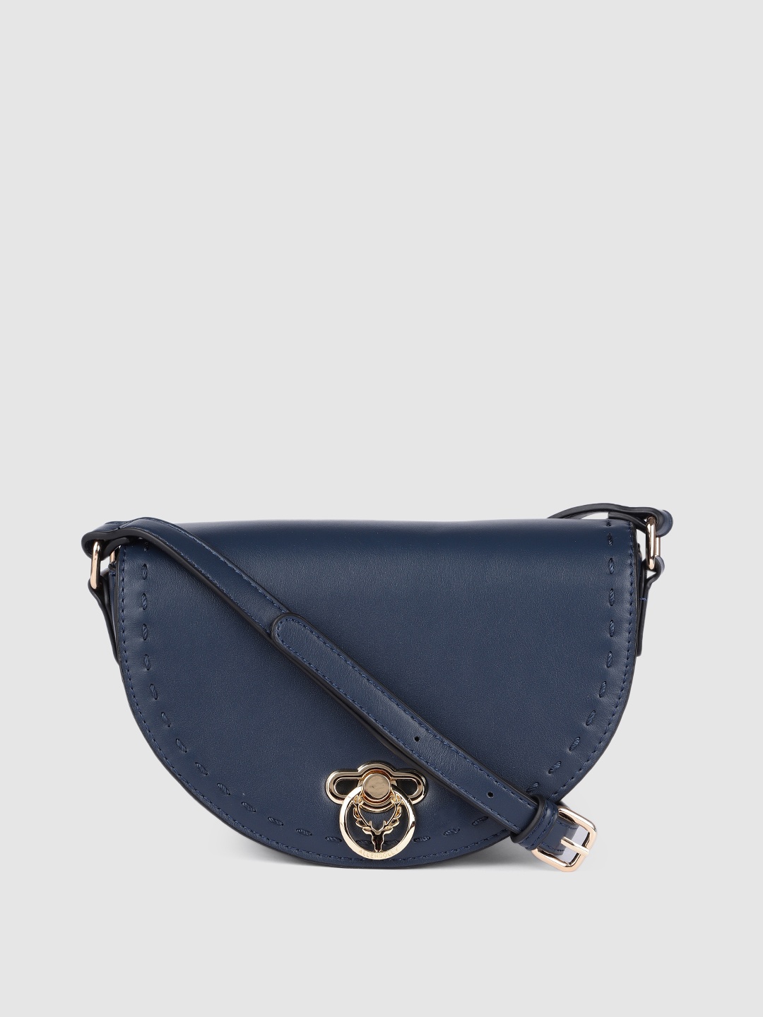 

Allen Solly Navy Blue PU Half Moon Sling Bag