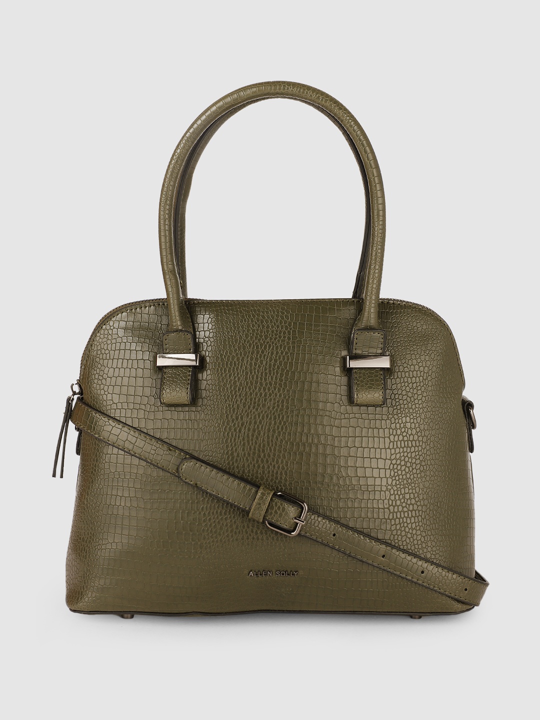 

Allen Solly Olive Green Textured PU Structured Handheld Bag