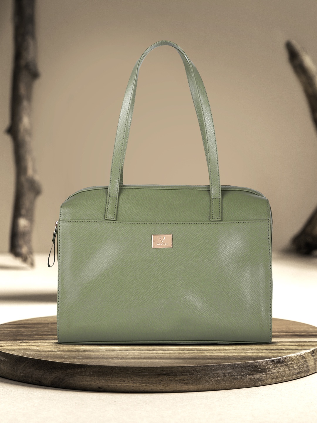 

Allen Solly Green PU Structured Shoulder Bag