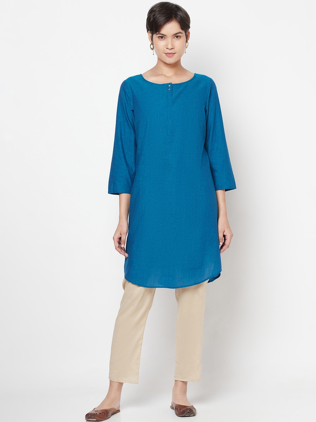 

Fabindia Women Blue Cotton Kurta