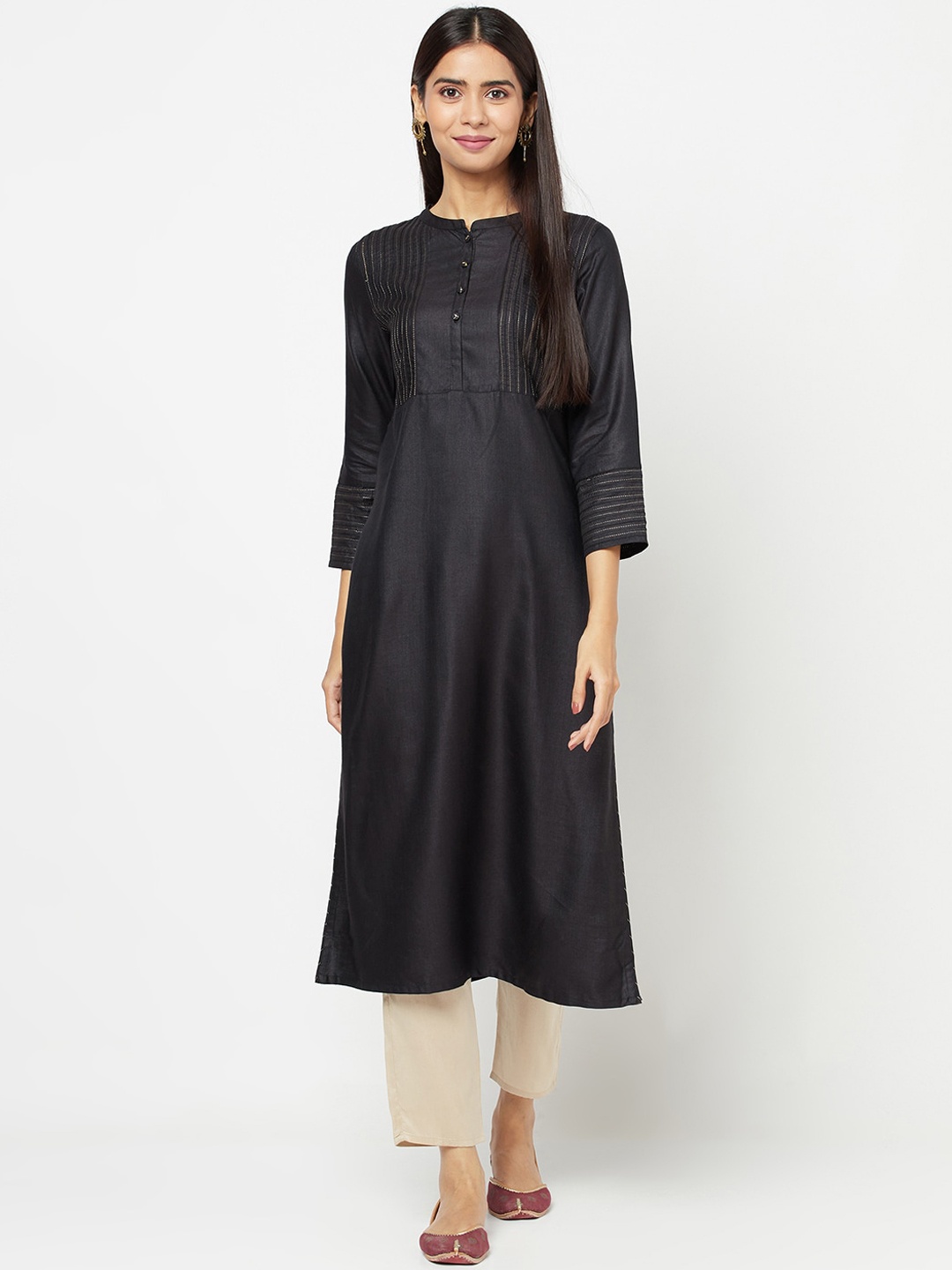 

Fabindia Women Black Straight Kurta