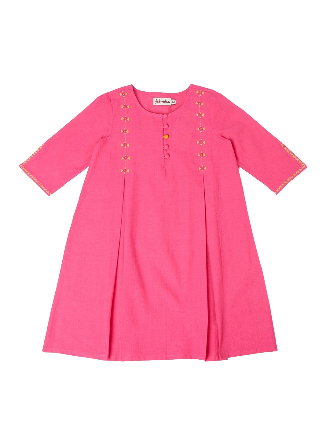 

Fabindia Girls Pink Thread Work Kurta