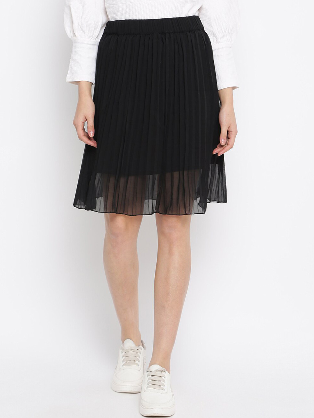 

Mayra Women Black Solid A-Line Knee Length Skirts