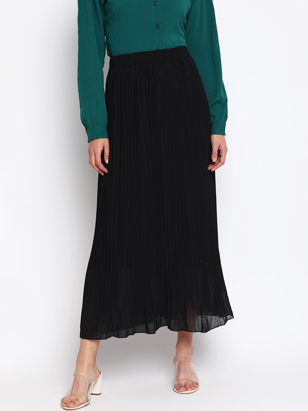

Mayra Women Black Solid Long Skirt